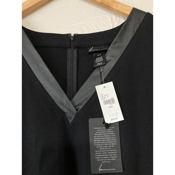 $5 SALE MUST GO Lane Bryant Dress 14/16 Black Ponte Knit Pocket Dress V Neck - Picture 3 of 5